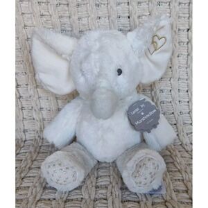 Lambs And Ivy Signature Marshmallow Elephant Plush Stuffed Toy White Gold 12 In.
